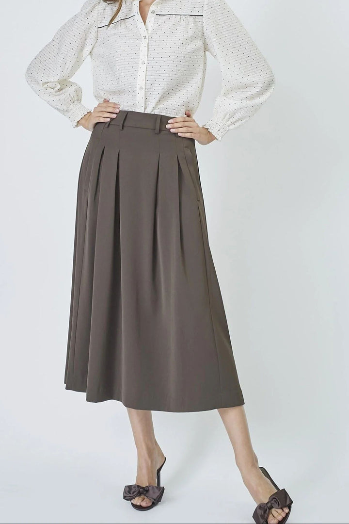 CO´COUTURE AnyaCC Pleat Skirt Mocca