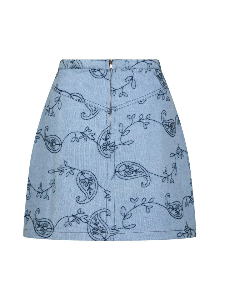 NEO NOIR Gabani Embrodery Skirt Blue