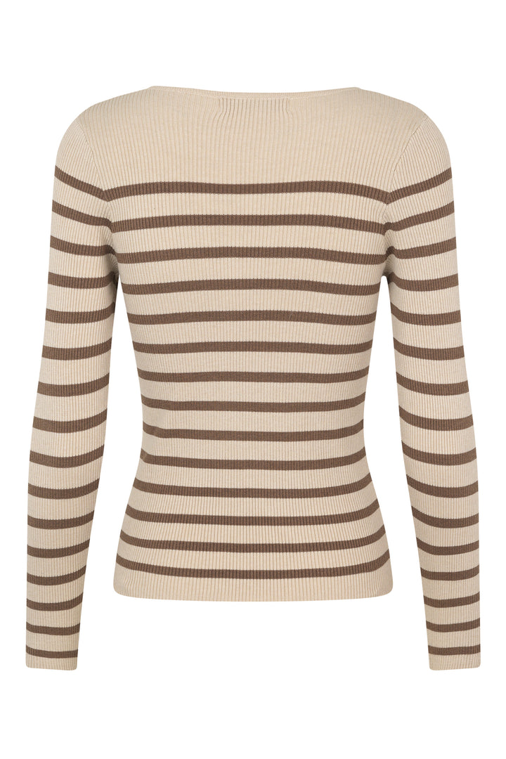 A-VIEW Lana Rib Stripe Blouse Sand/Brown