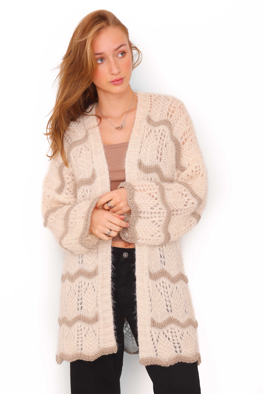 COPENHAGEN LUXE Cozy Open-Knit Cardigan White