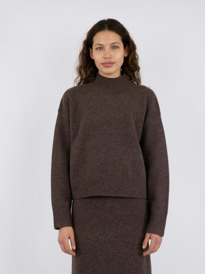 NEO NOIR Paulina Knit Blouse Brown Melange