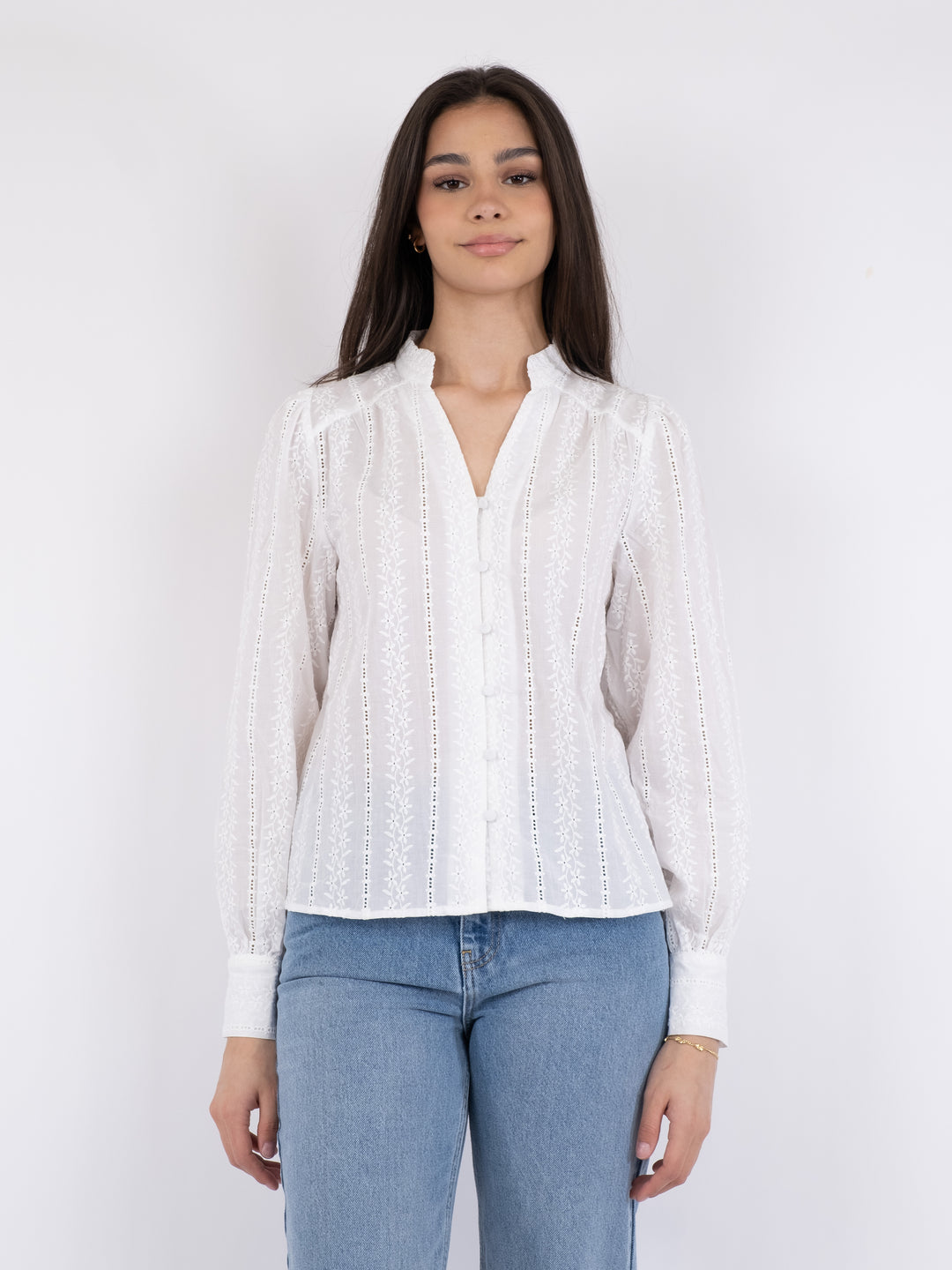 NEO NOIR Massima Embroidery Blouse White