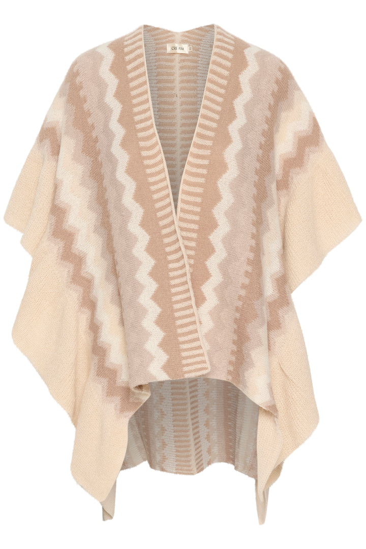 CREAM CRCandle Knit Cape Geometric Portabella Jaquard