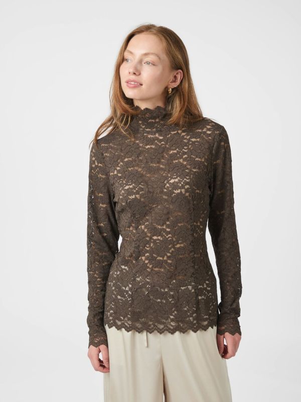 NEO NOIR Liza Laceflower Blouse Chocolate Brown