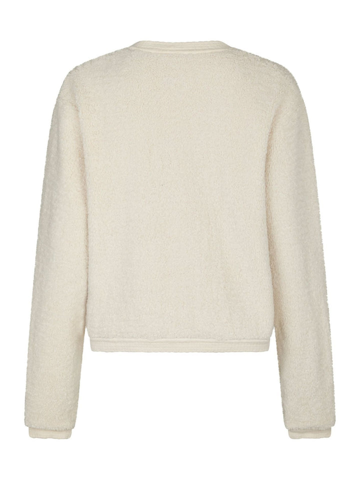 NEO NOIR Limo Fluffy Knit Cardigan Creme