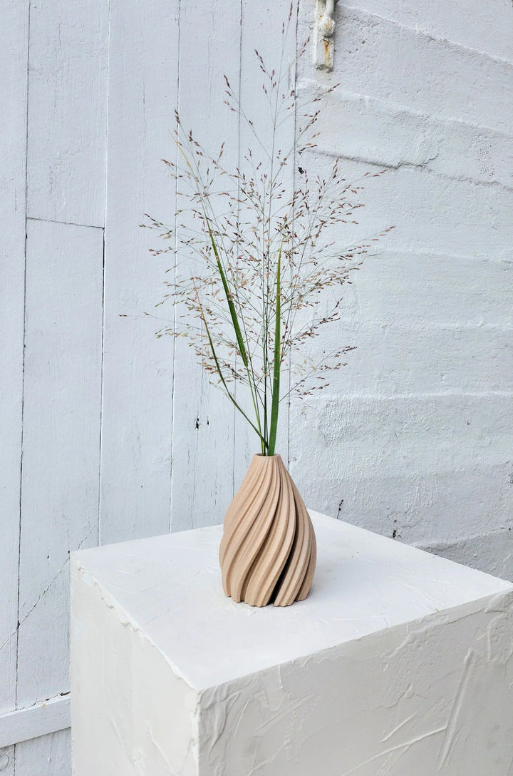 DAZZLE & DAWN Wave Bud Vase Wood Light Oak