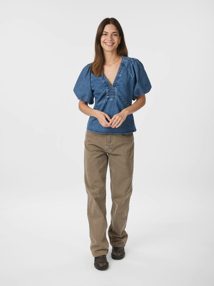 NEO NOIR Irina Denim Blouse Blue