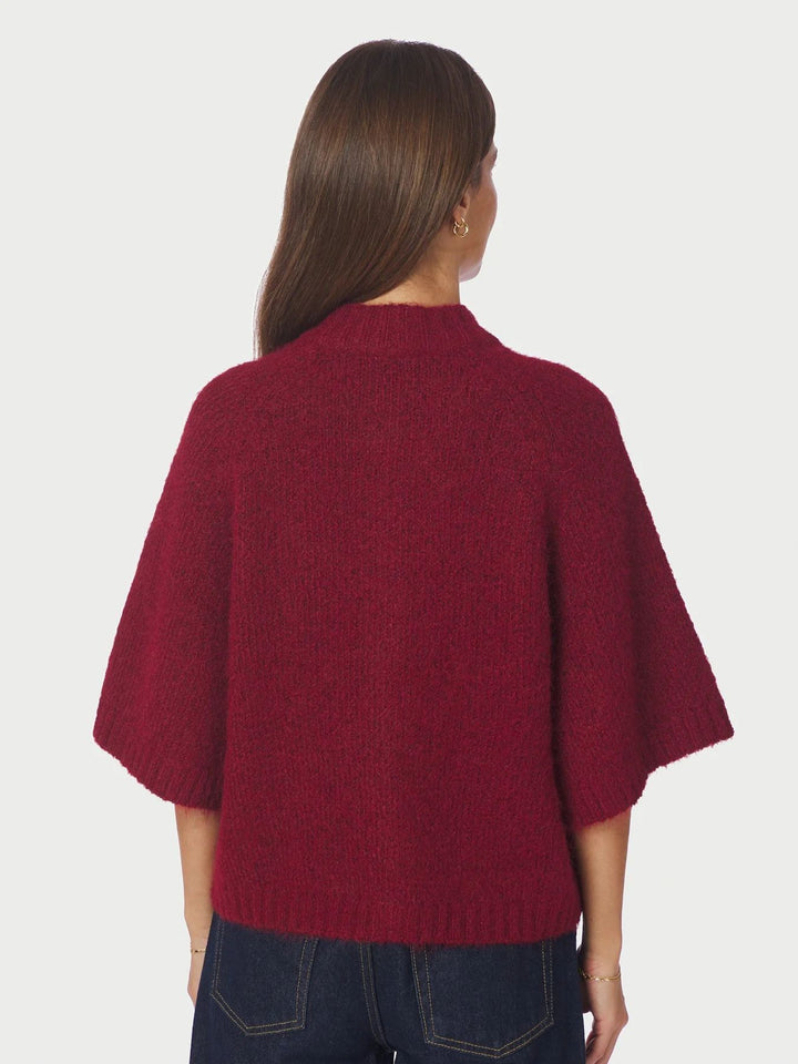 NEO NOIR Benuta Fluffy Knit Cardigan Dark Red