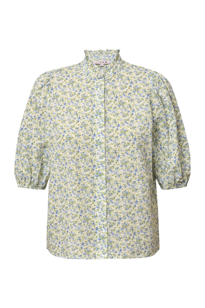 A-VIEW Tiffany Short Sleeve Shirt Blue/Green