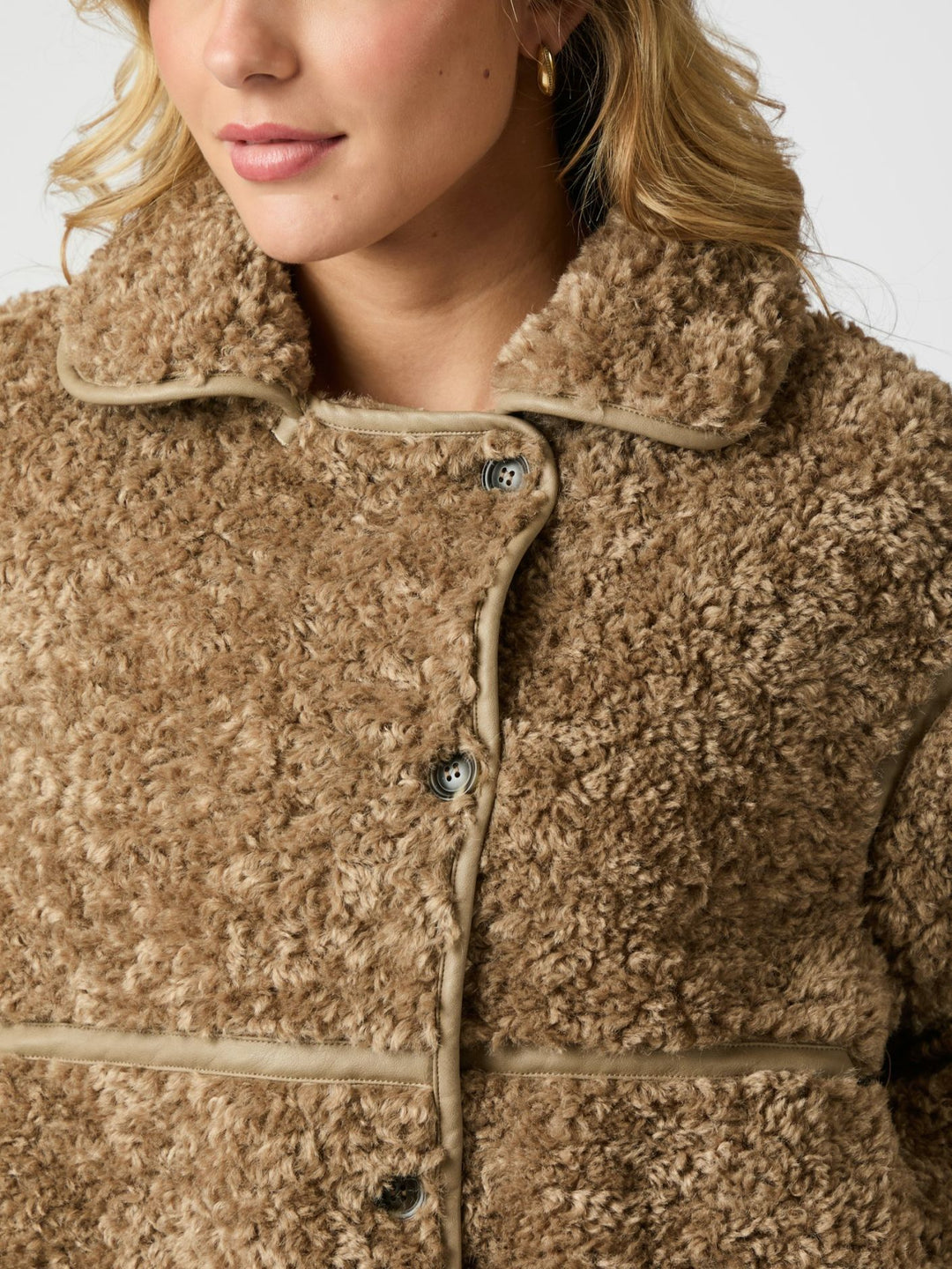NEO NOIR Castor Faux Jacket Taupe