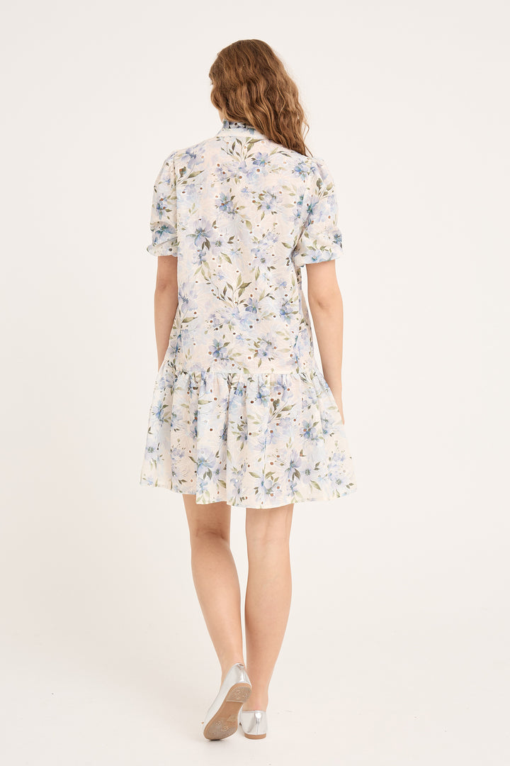 A-VIEW Grete S/S Dress White/Blue
