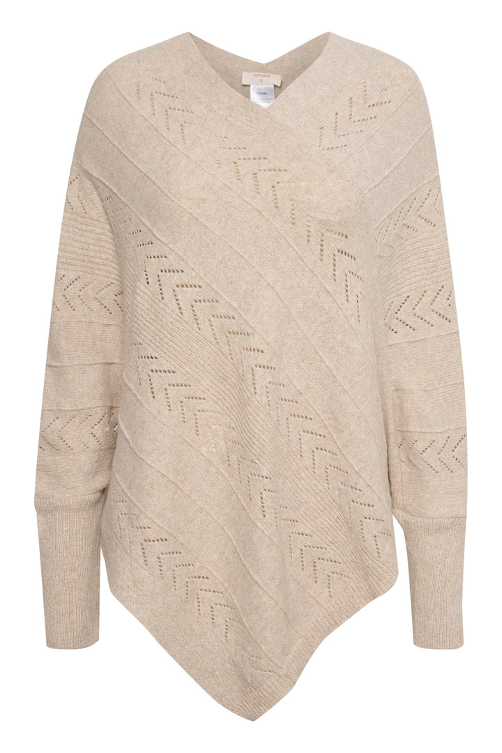 CREAM CRHoliday Knit Poncho Oat Melange