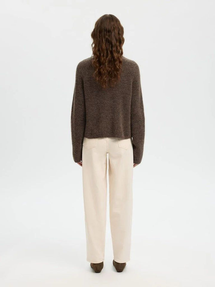 SELECTED Sia Ras LS Knit Short Cardigan Chocolate Chip