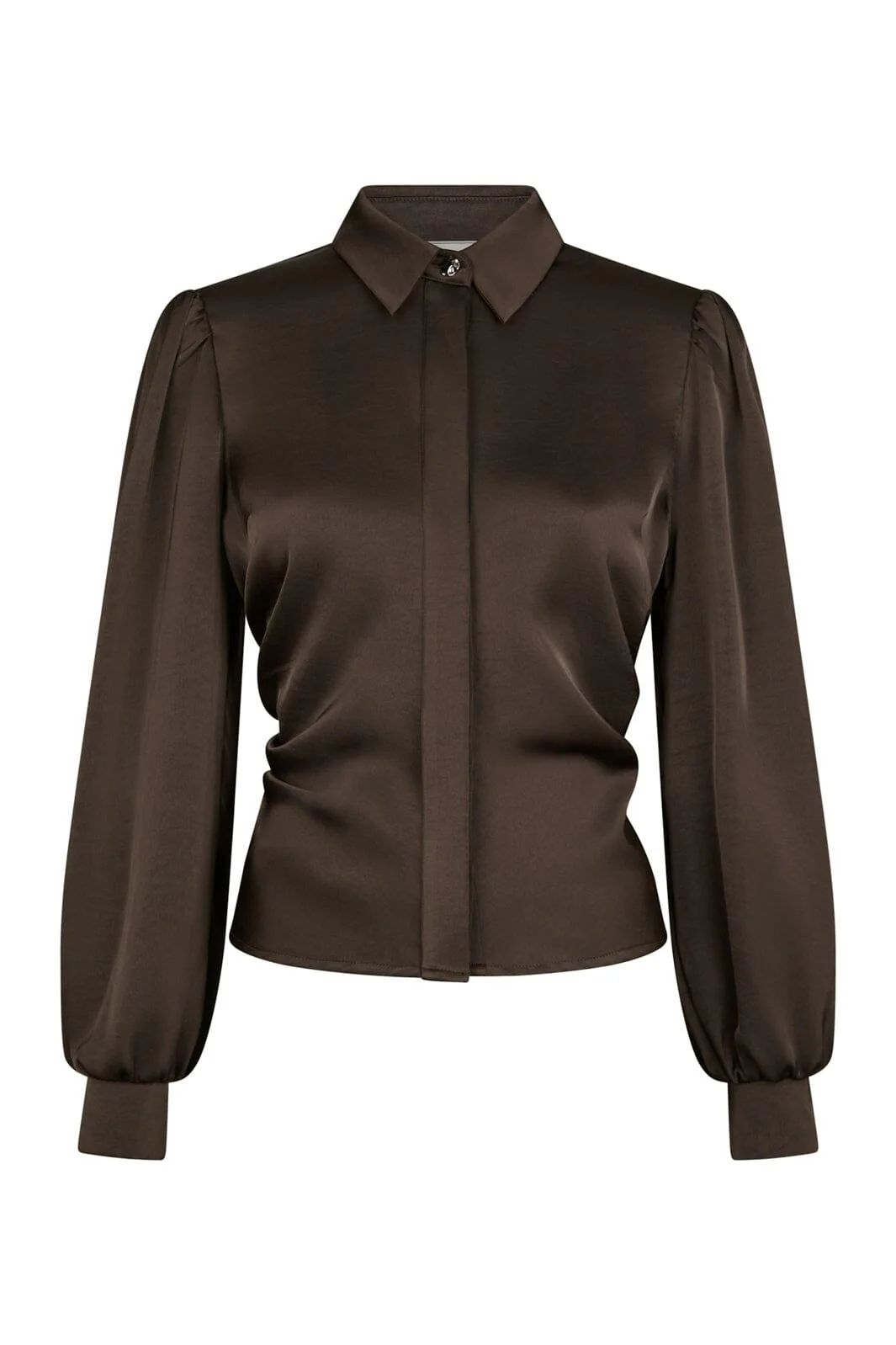 NEO NOIR Fransala Heavy Sateen Shirt Dark Brown