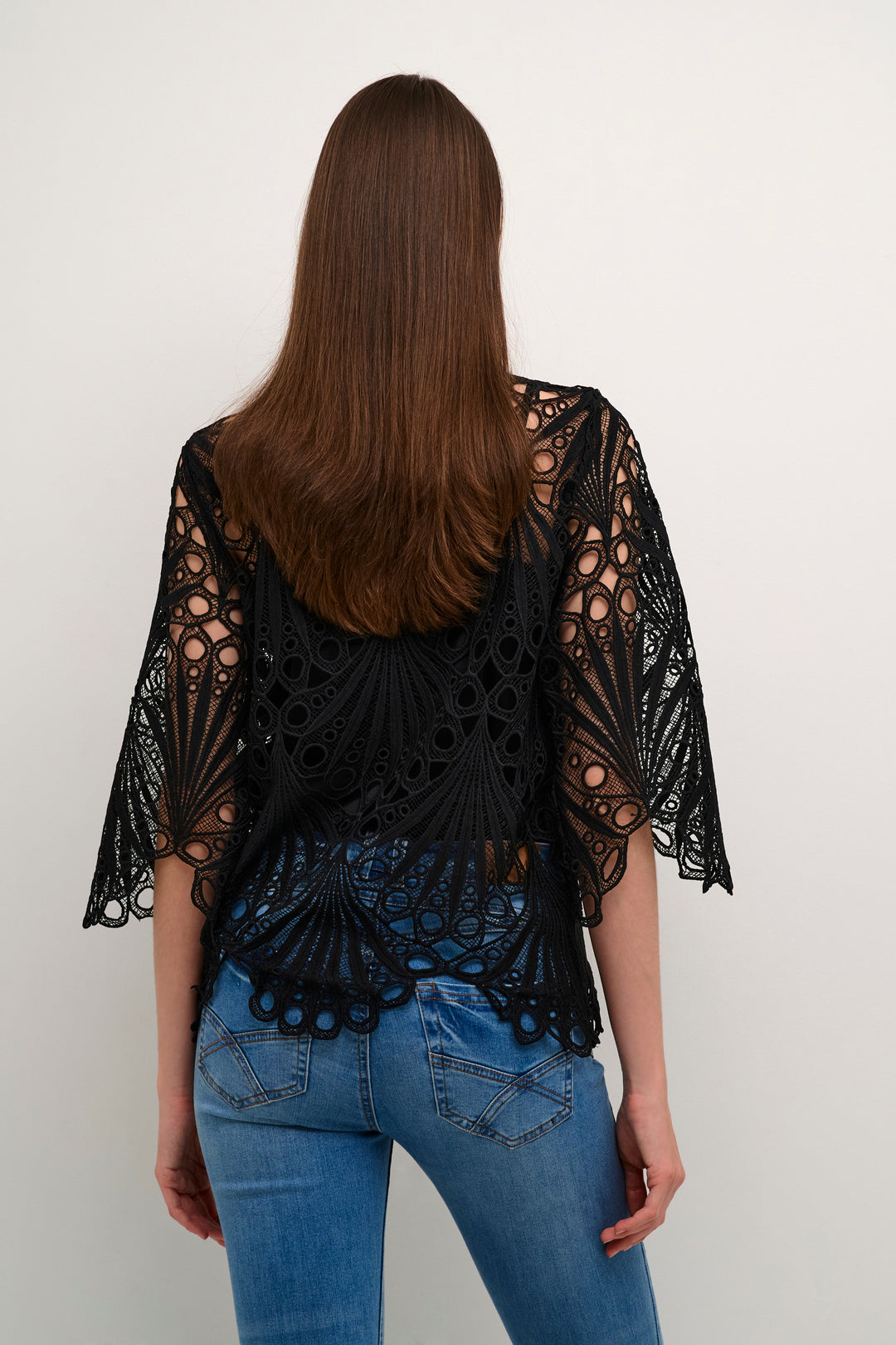 CREAM CRLhilla Lace Blouse Pitch Black