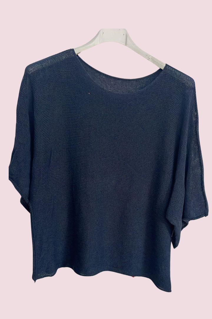 COPENHAGEN LUXE Lightweight Cotton Knit Top Navy