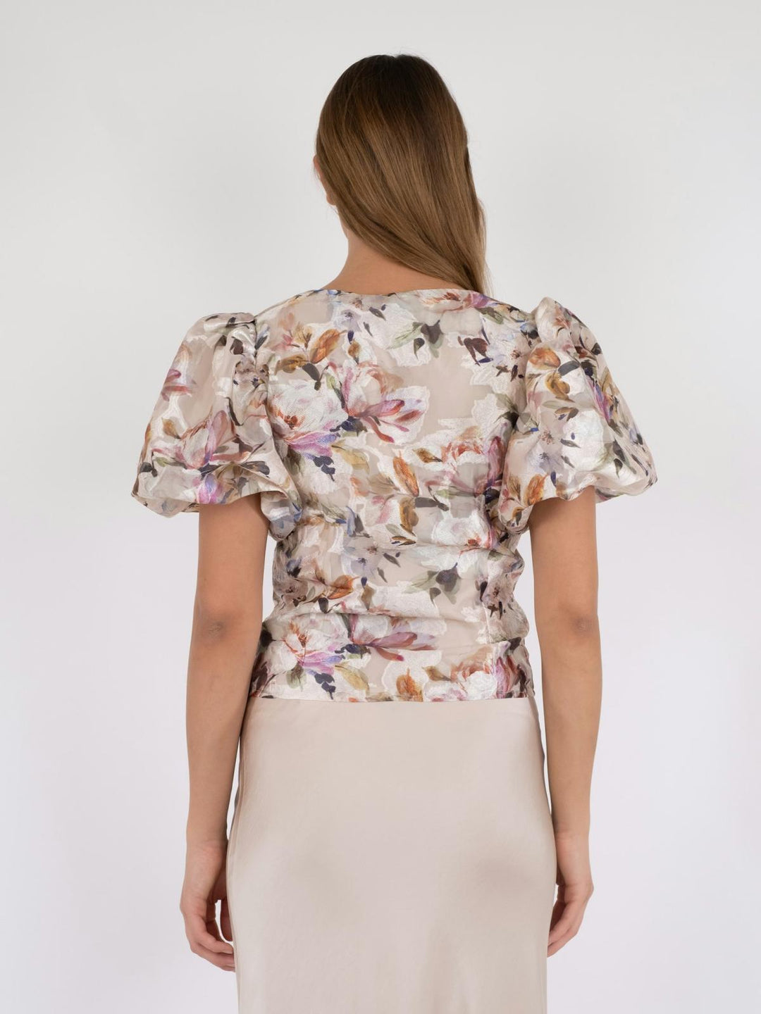 NEO NOIR Camia Brocade Print Blouse Creme