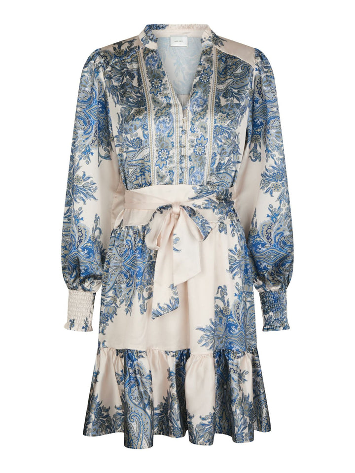 NEO NOIR Malfida Paisley Border Dress Ash Blue
