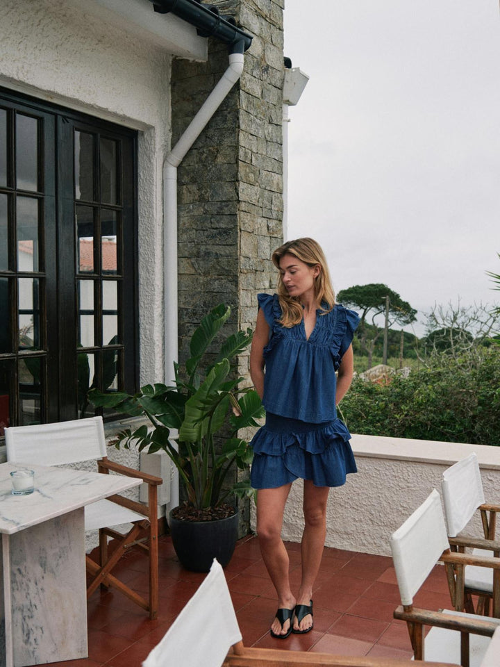 NEO NOIR Jayla Denim Top Denim Blue