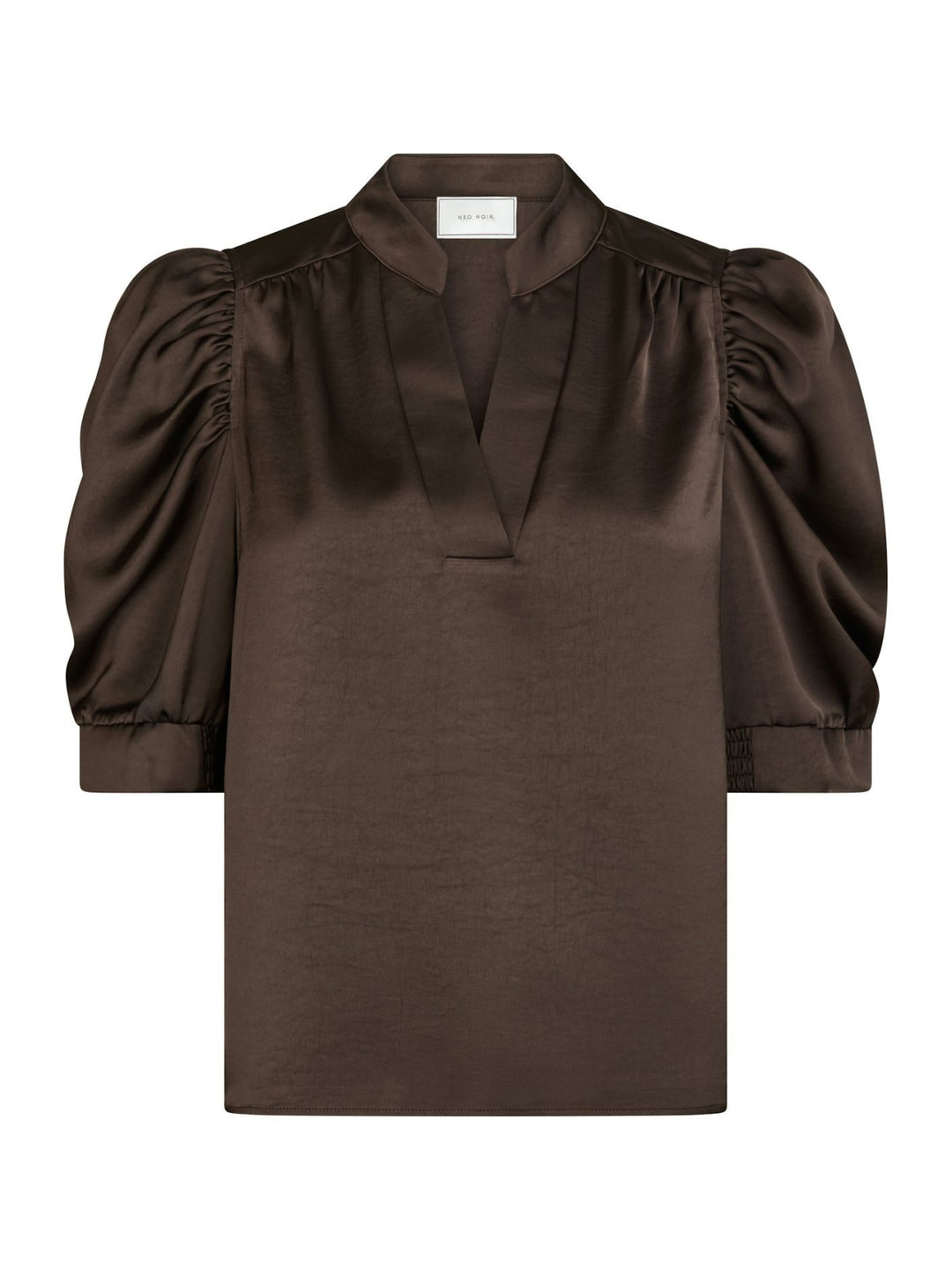 NEO NOIR Roella Heavy Sateen Blouse Dark Brown