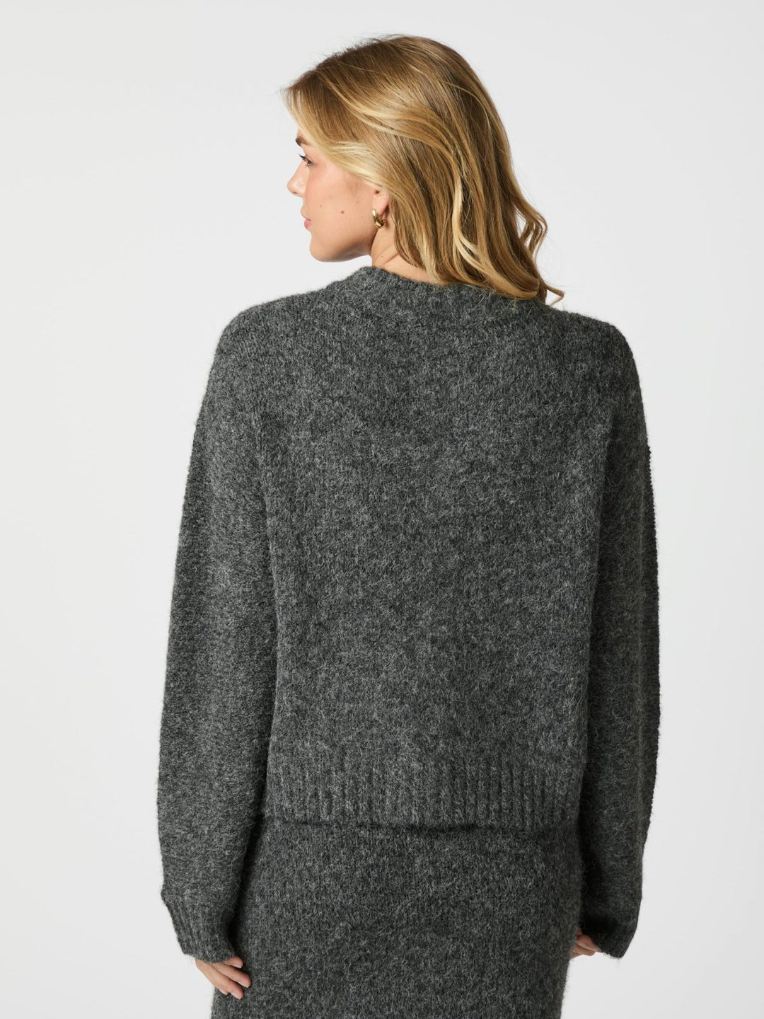 NEO NOIR Taura Fluffy Knit Cardigan Antracit
