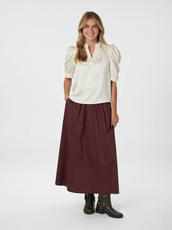 NEO NOIR Roella Heavy Sateen Blouse Pearl