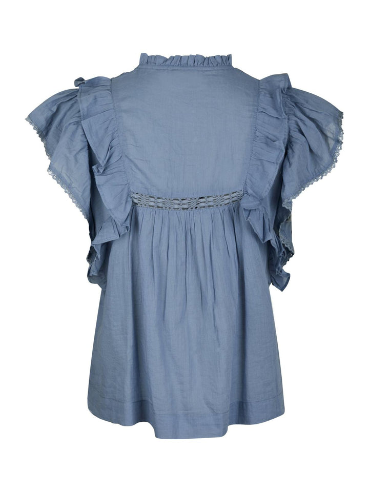 NEO NOIR Jayla S Voile Top Smoke Blue