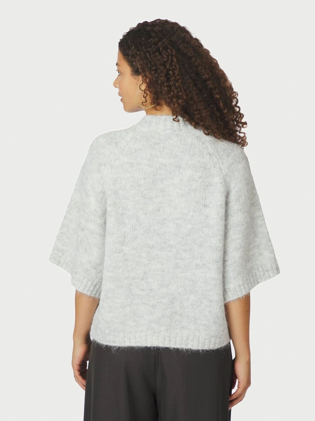 NEO NOIR Benuta Fluffy Knit Cardigan Light Grey Melange