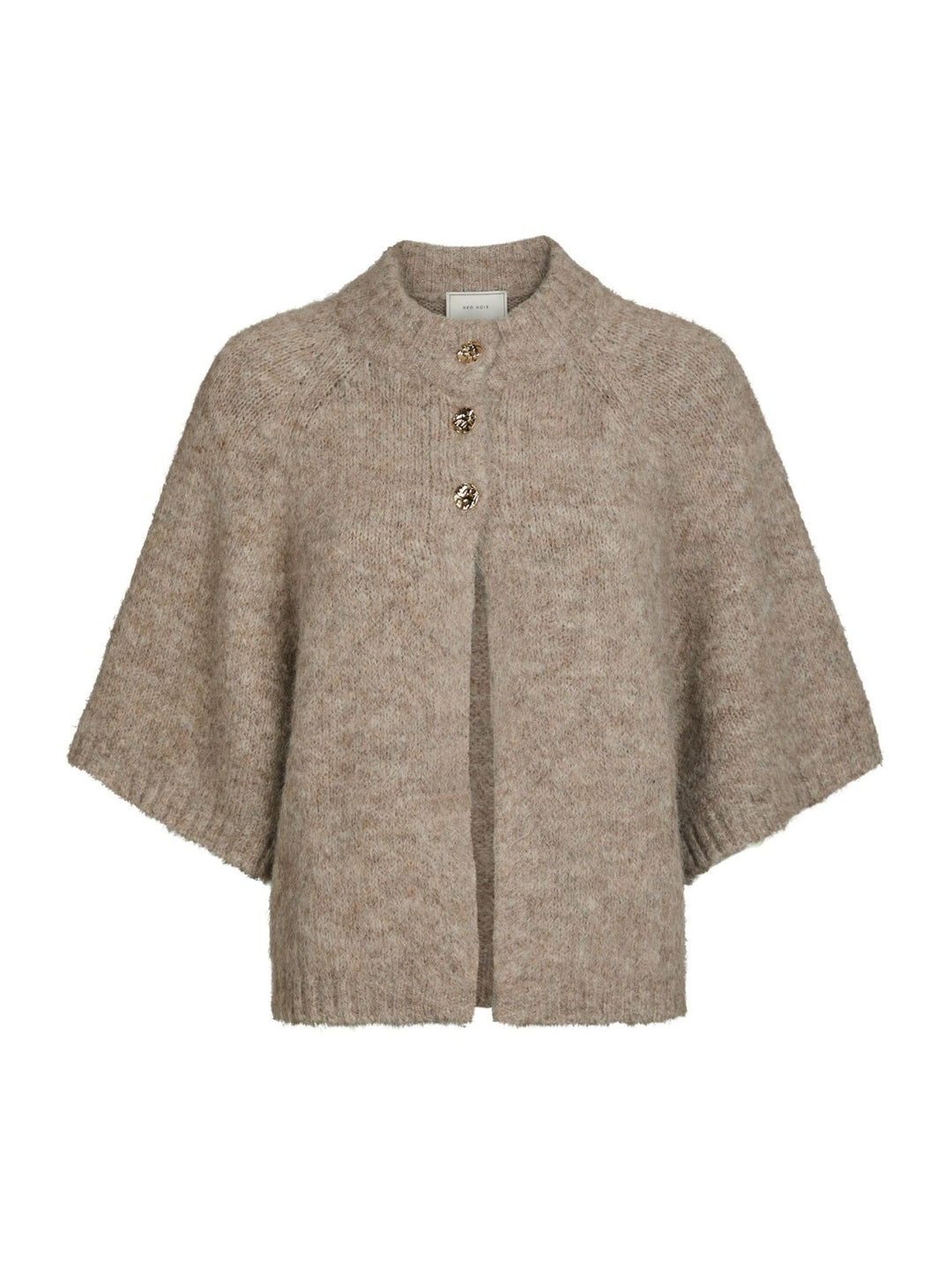 NEO NOIR Benuta Fluffy Knit Cardigan Beige Melange