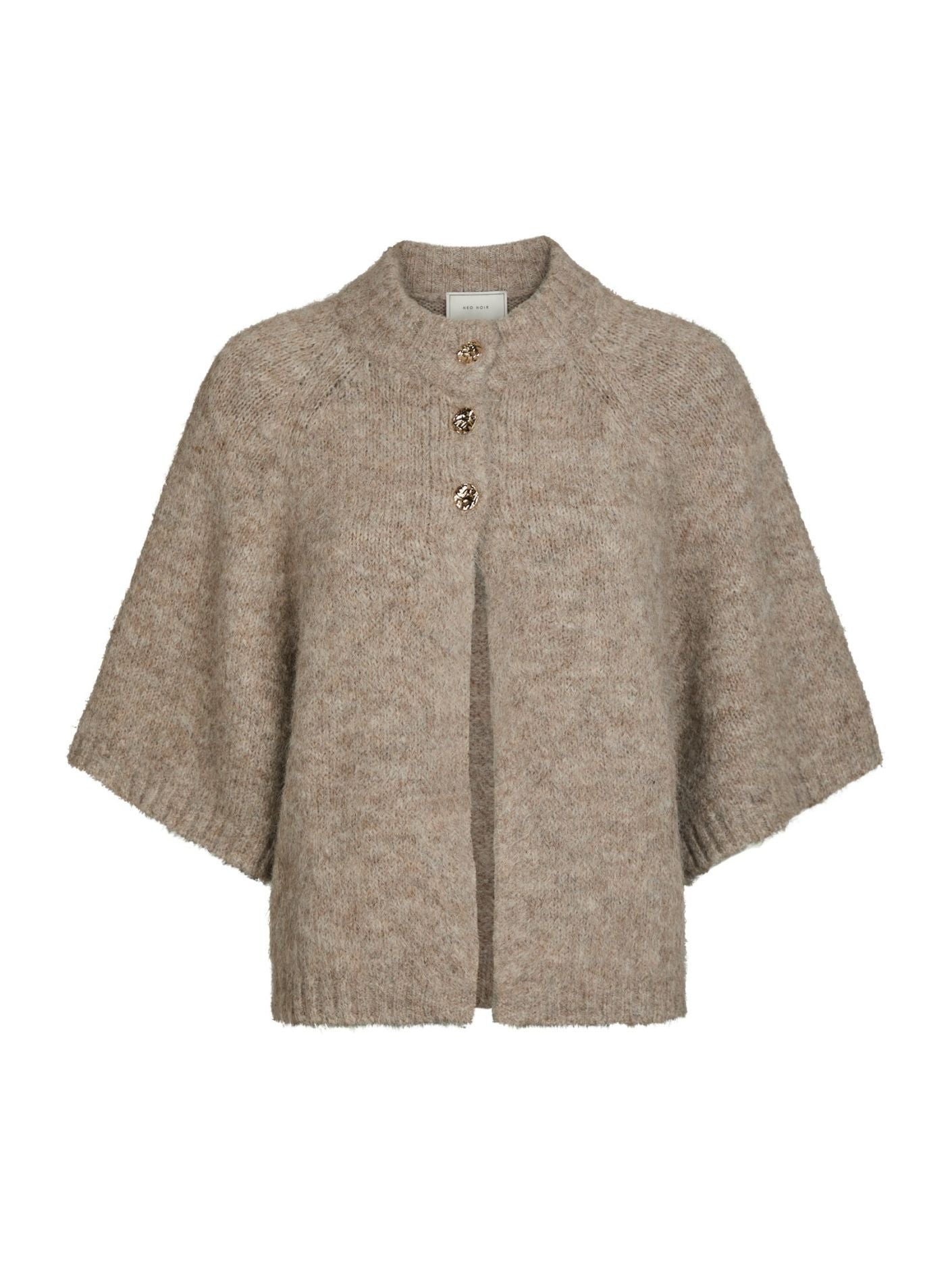 NEO NOIR Benuta Fluffy Knit Cardigan Beige Melange