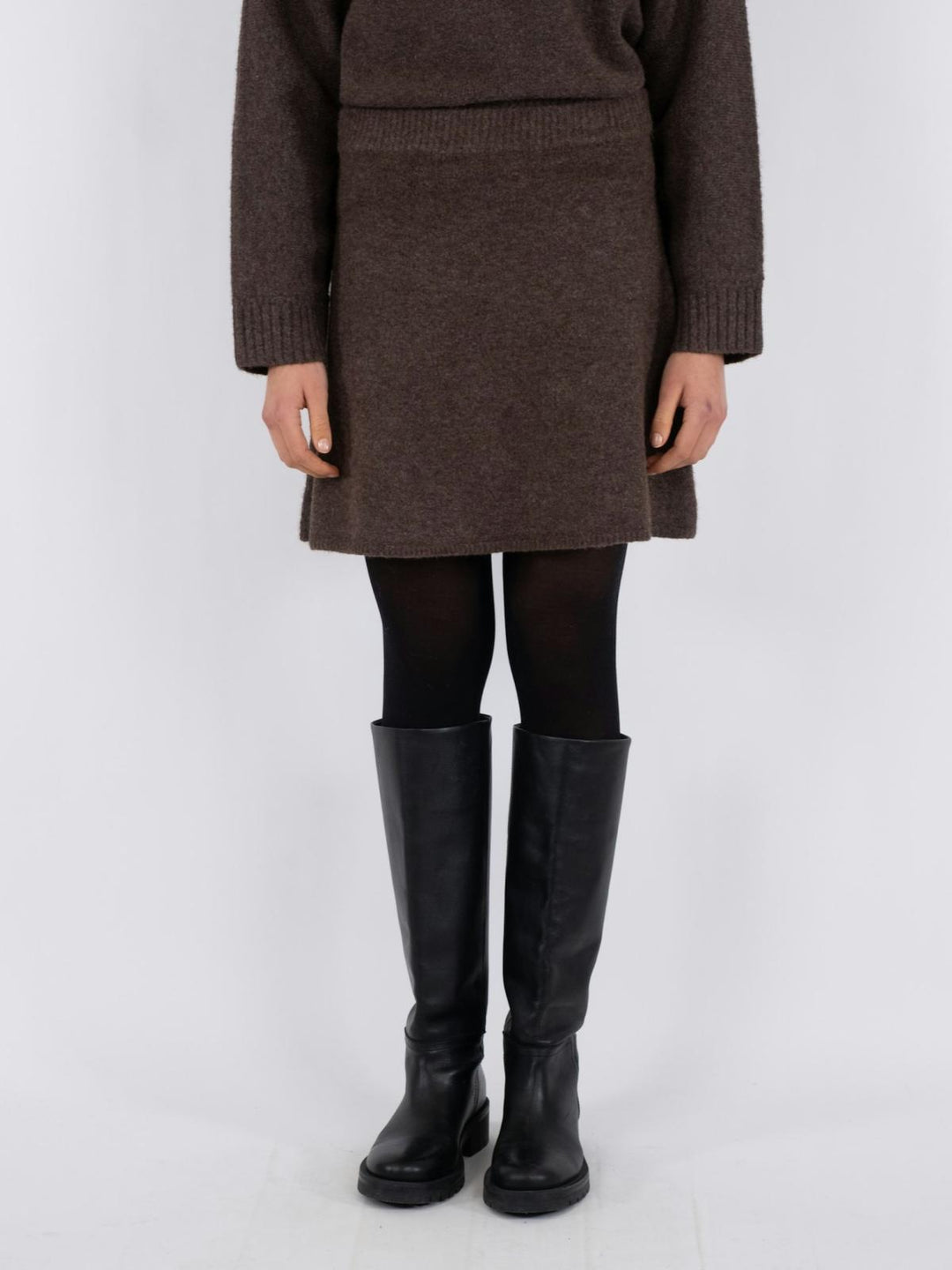 NEO NOIR Gisa Knit Skirt Brown Melange