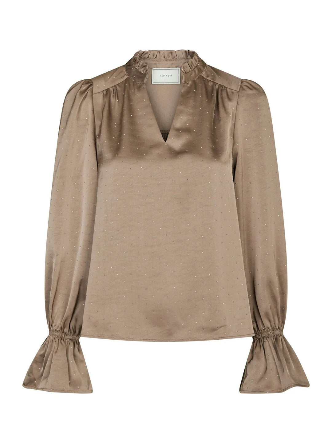 NEO NOIR Amara Heavy Sateen Bedaz Blouse Dark Taupe