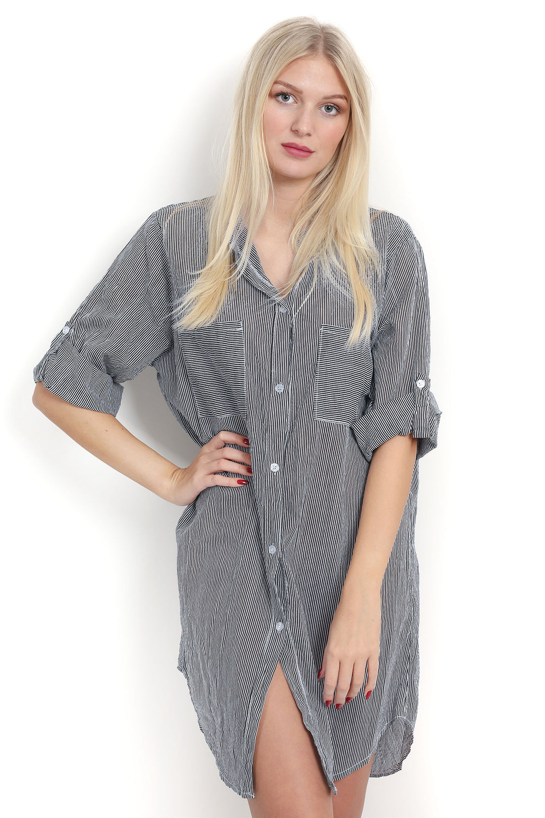 COPENHAGEN LUXE Bestseller Long Shirt Navy Stripes