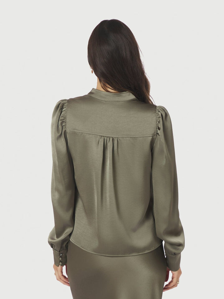 NEO NOIR Rosslyn Heavy Sateen Blouse Cold Army