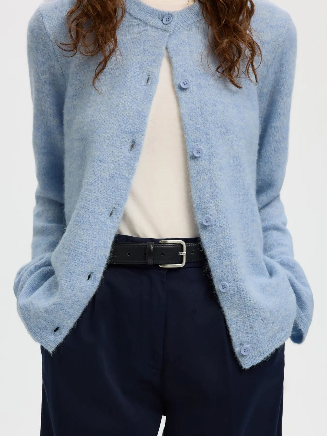 SELECTED Lulu New LS Knit Cardigan Noos Cashmere  Blue/Melange