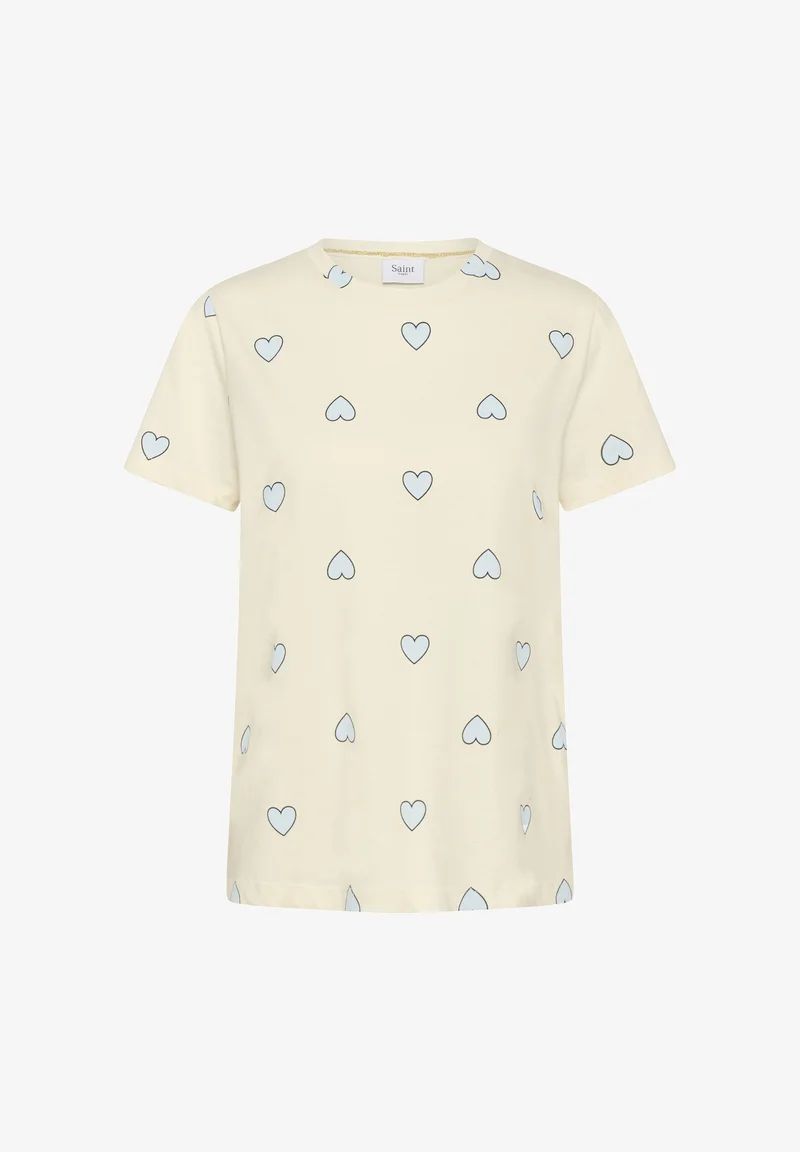 SAINT TROPEZ PixilinaSZ T-Shirt Offwhite Skyway Big Heart