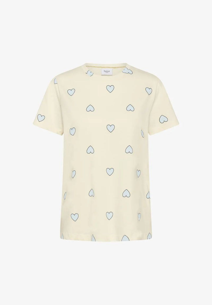 SAINT TROPEZ PixilinaSZ T-Shirt Offwhite Skyway Big Heart