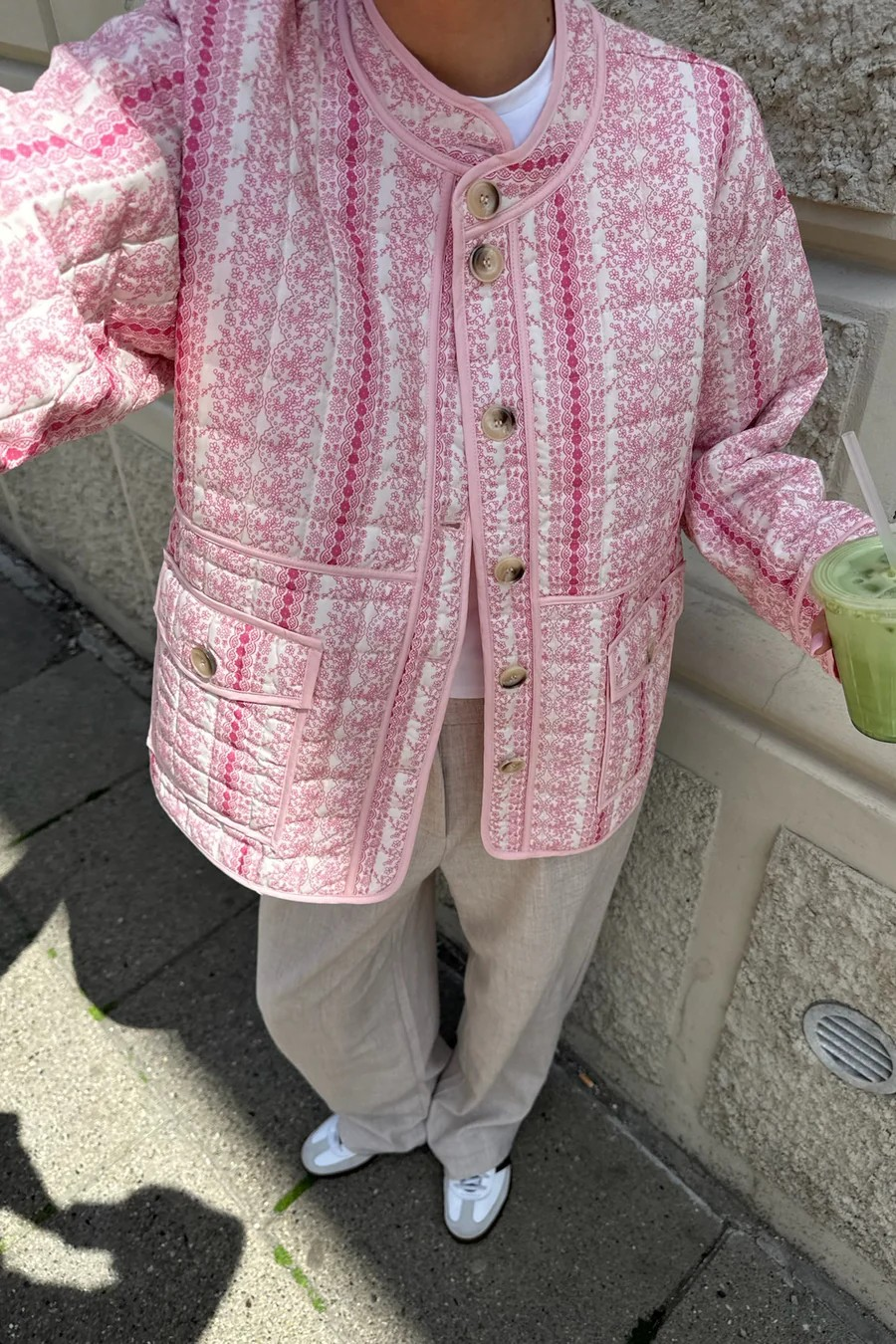 BYIC EmmyIC Quilted Jacket Pink Flower Print