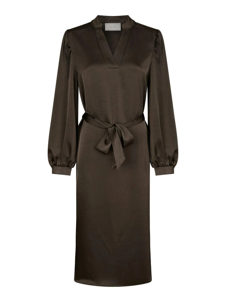 NEO NOIR Rolana Heavy Sateen Dress Dark Brown