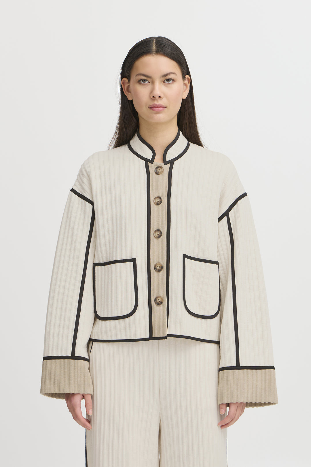 ICHI IHkate Quilted Jacket Almond Milk