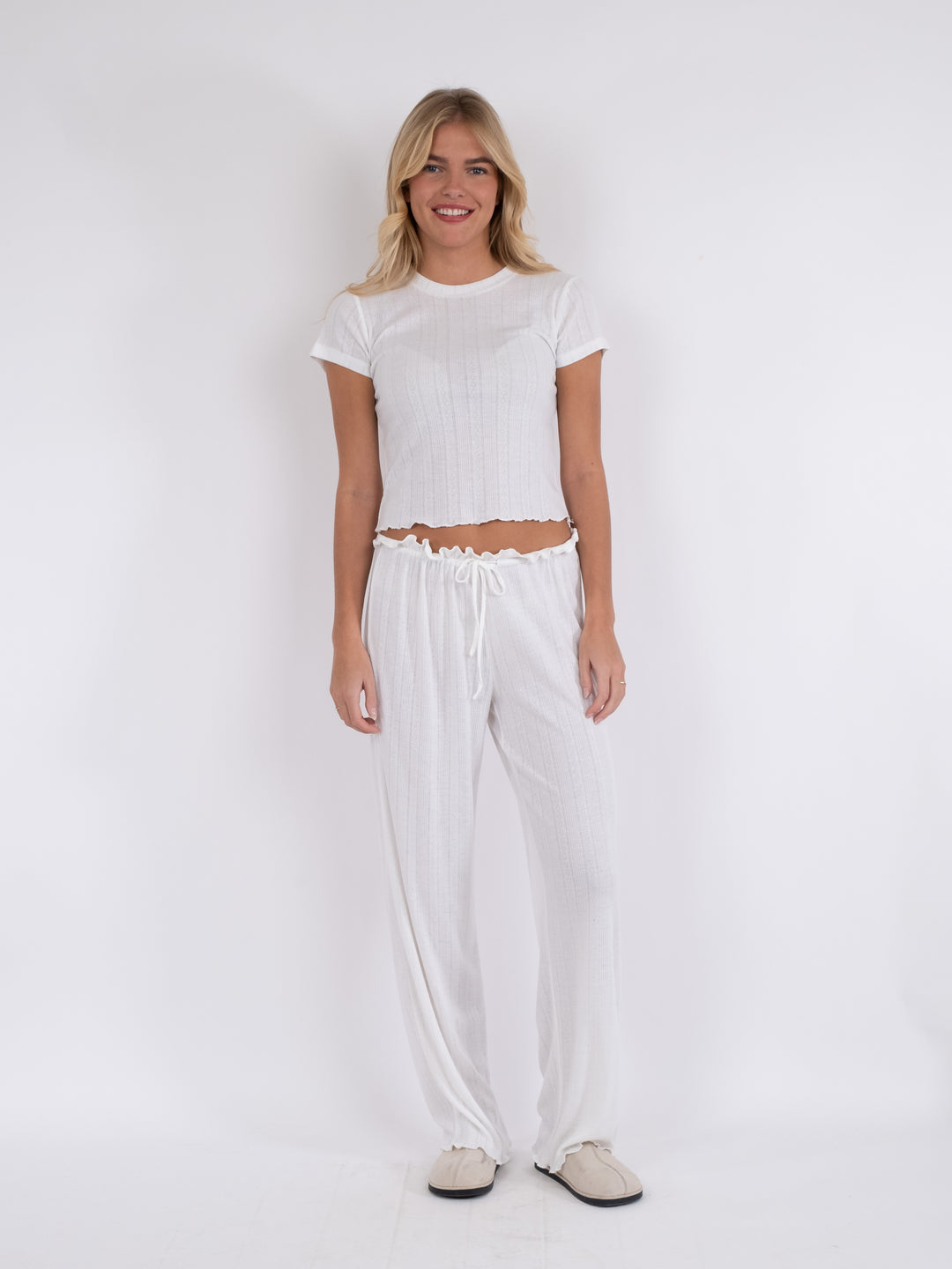 NEO NOIR Lonnie Pointelle Top White