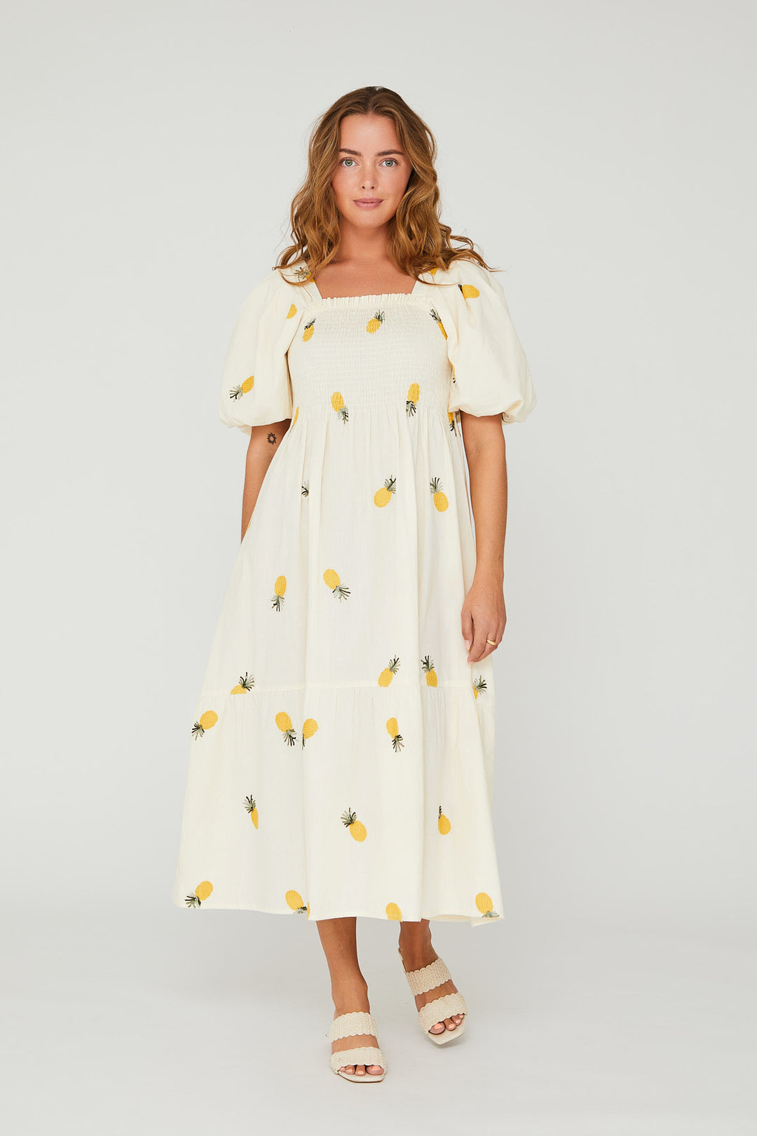 A-VIEW Cheri Fruit Dress Sand/Yellow