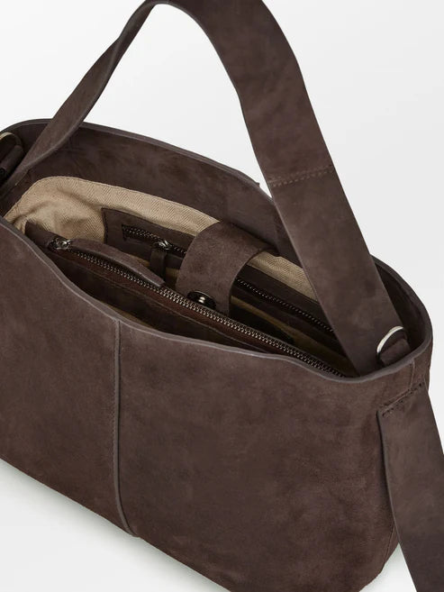 BECKSÖNDERGAARD Suede Fraya Small Bag Hot Fudge Brown