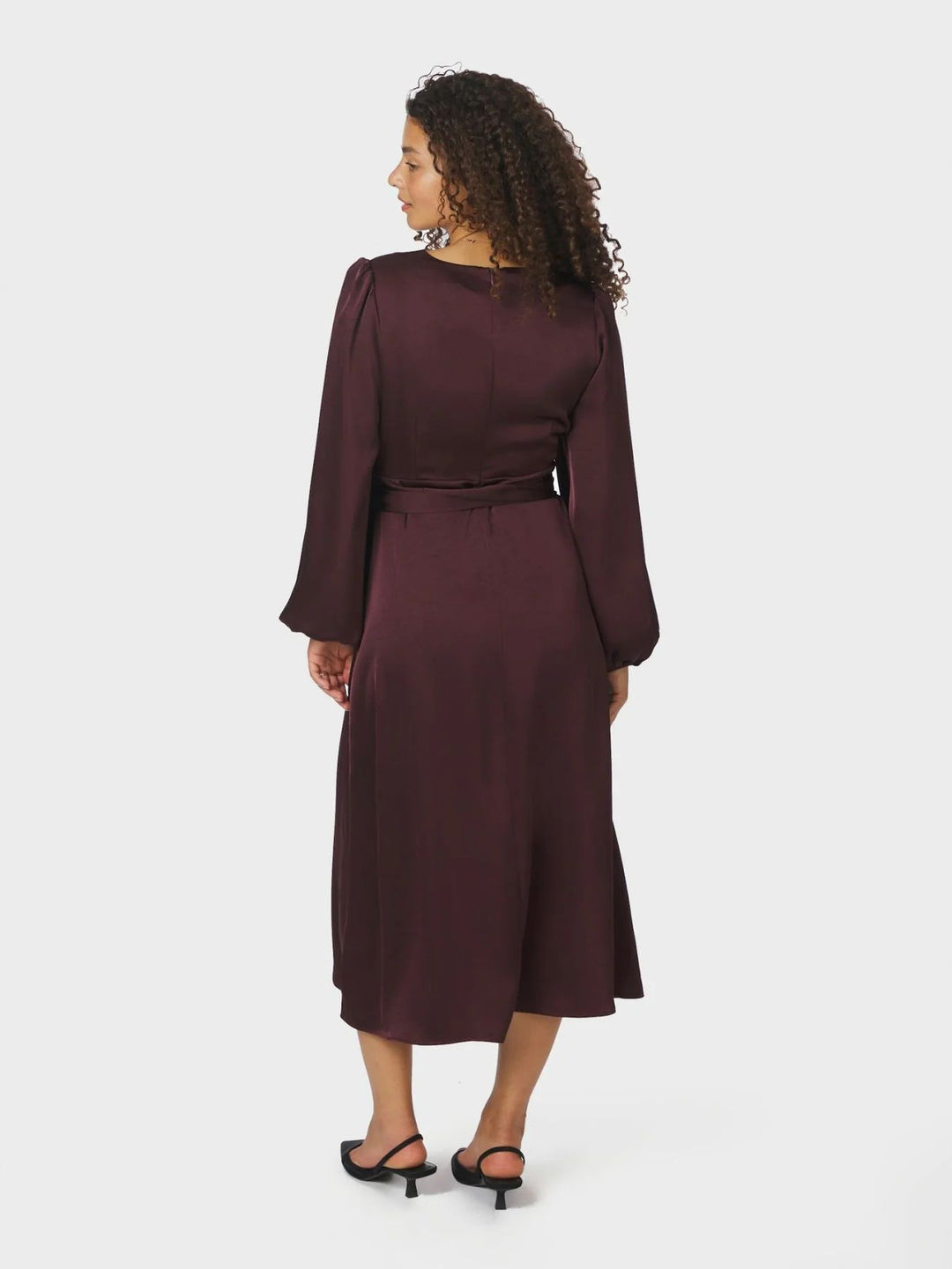 NEO NOIR Rimini Heavy Sateen Dress Burgundy