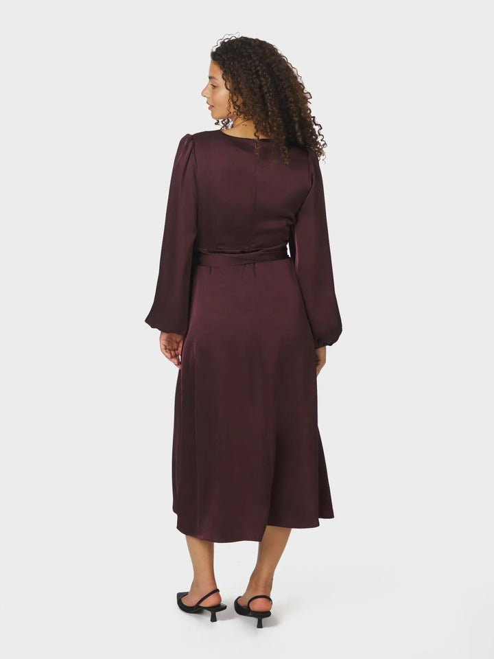NEO NOIR Rimini Heavy Sateen Dress Burgundy