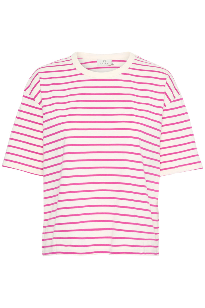 KAFFE KAwinny 1/2 Sleeve T-Shirt Ant.White/Fuchsia Stripe