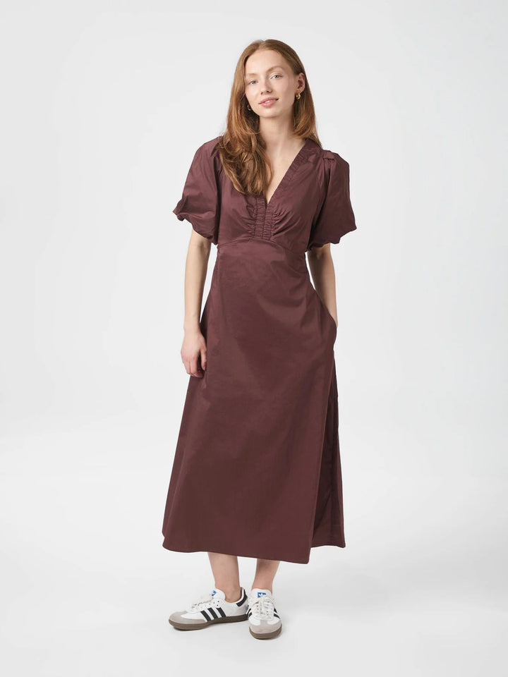 Neo Noir Illana Poplin Dress Burgundy
