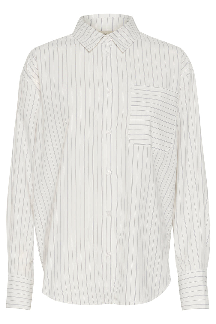 KAFFE KAtara Shirt White W.Grey Stripe