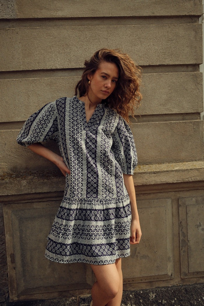 NOELLA Lillianna Dress Navy Sugar Combo