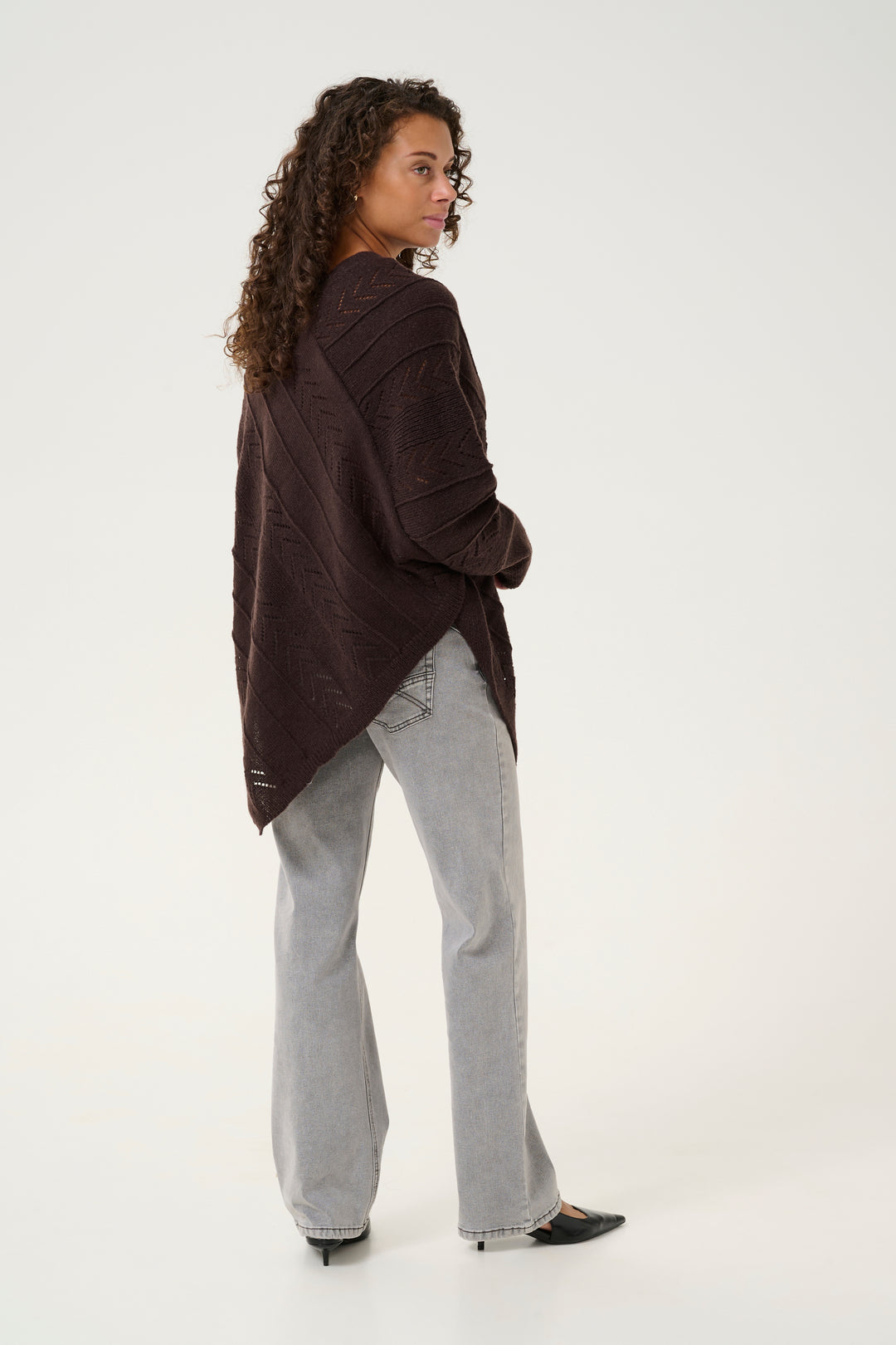 CREAM CRHoliday Knit Poncho Chocolate Plum